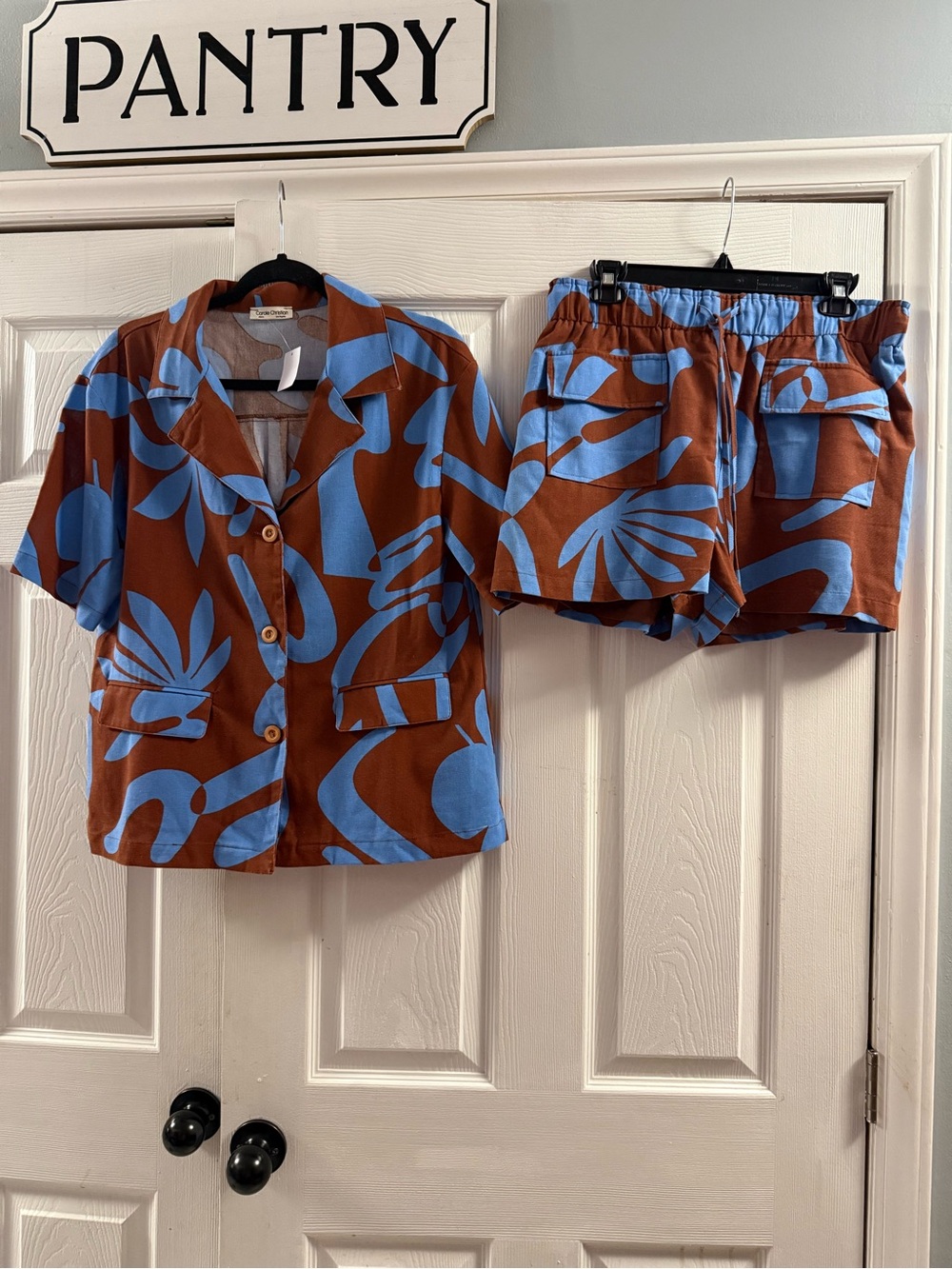 🆕 Carole Christian Linen Blend Matching Short Set Large